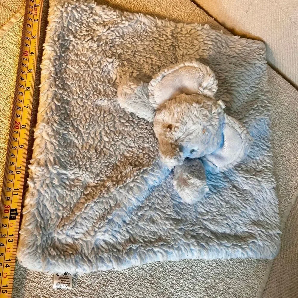 Oobles Blue Swirl Elephant Lovey Security Blanket Super Soft